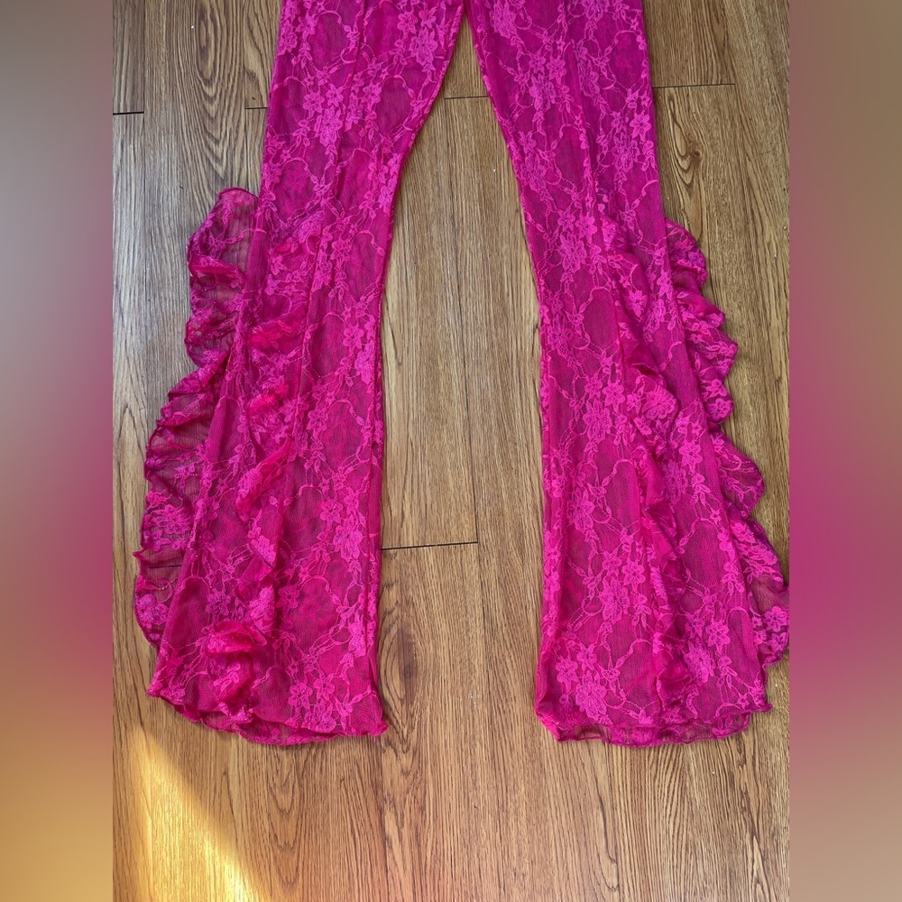Pink Lace Ruffle Pants - Picture 6 of 9